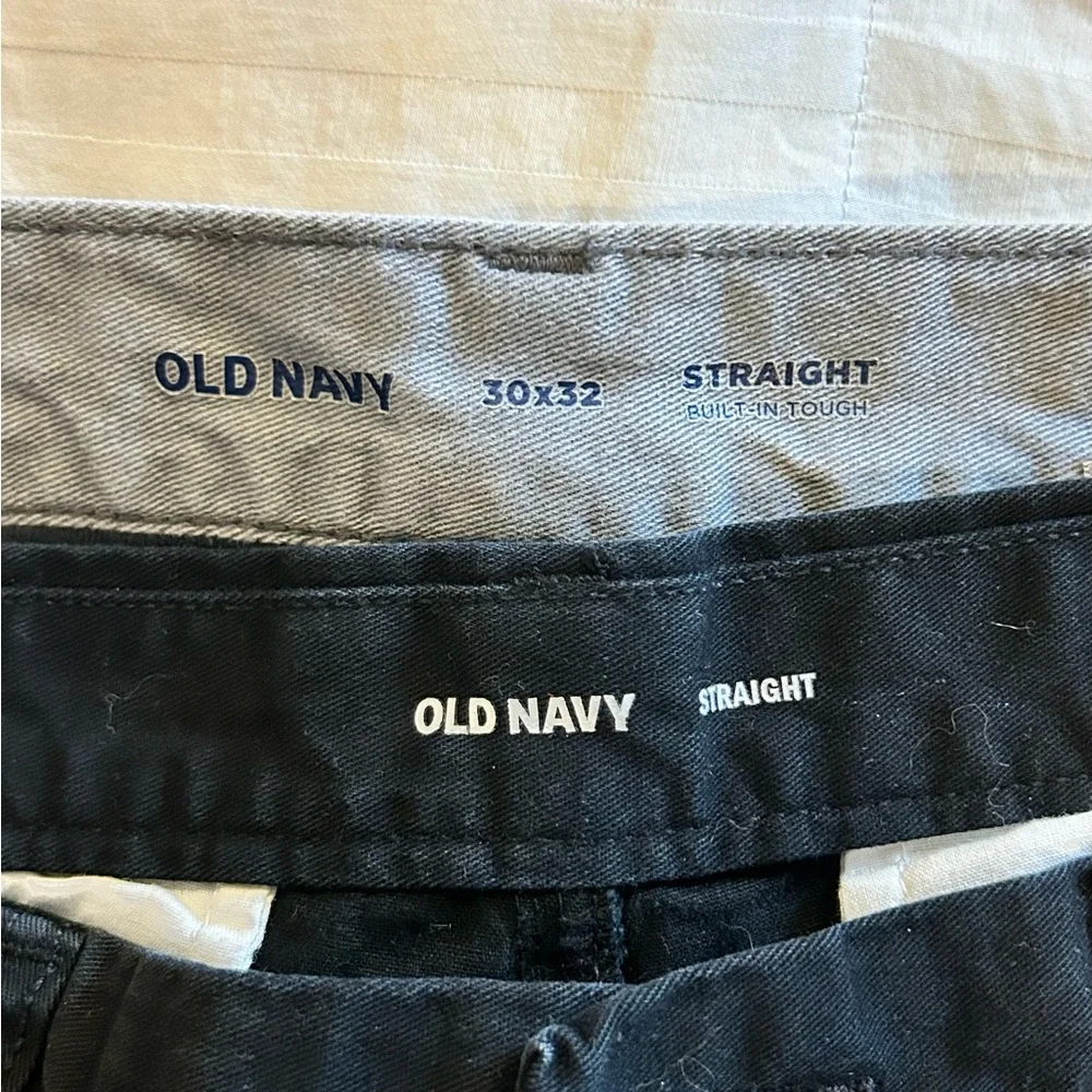 Lot of‎ 2 Boys Old Navy 30x32 Black & Gray Straight Pants 100% Cotton